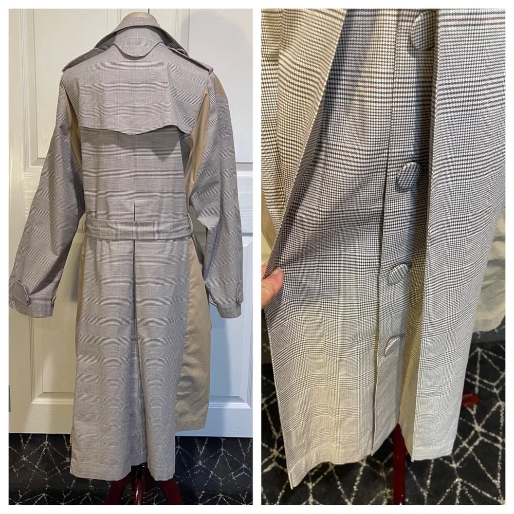 ZARA Contrast Houndstooth Trench Coat